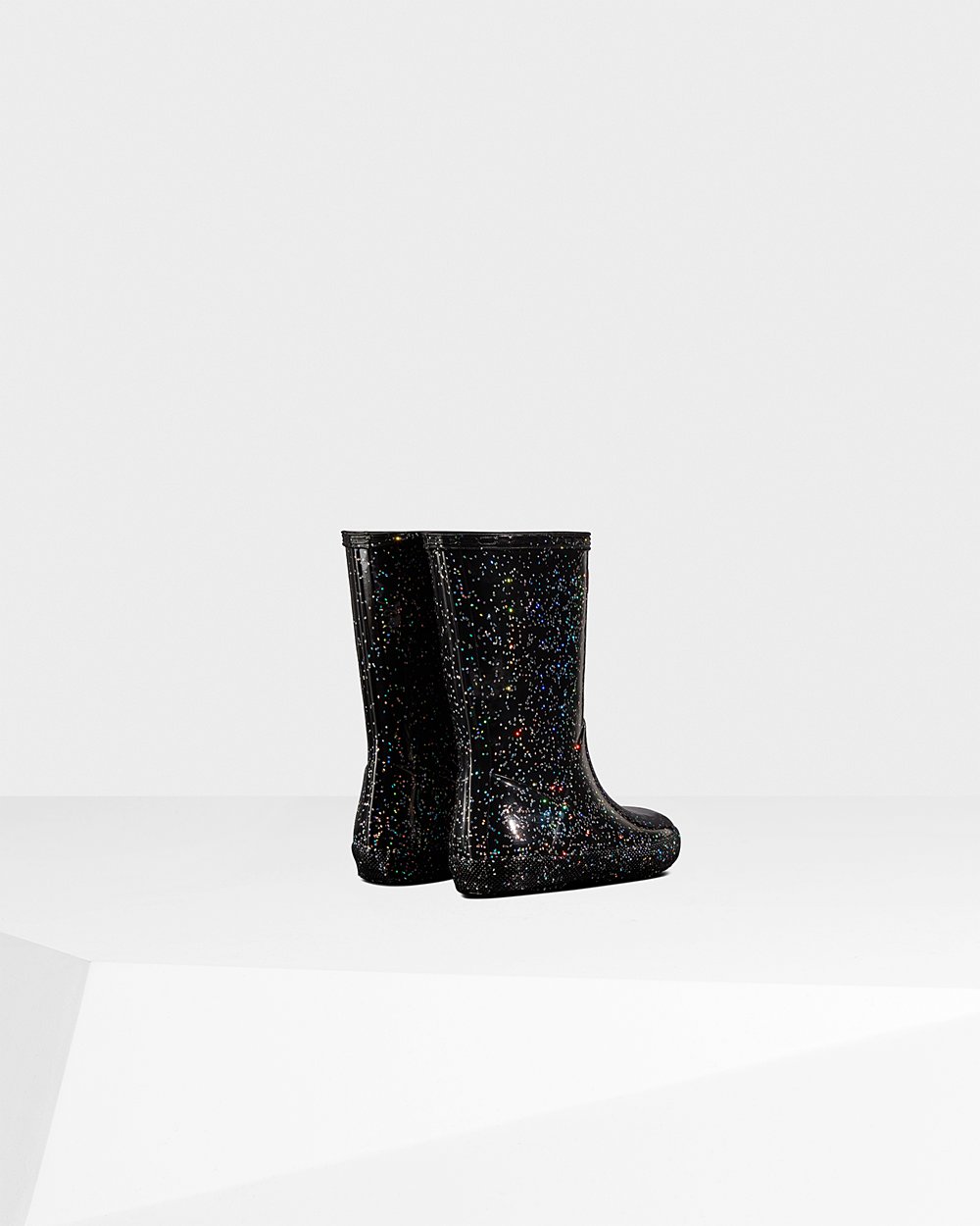 Botas de Lluvia Hunter Niños - Original First Giant Glitter - Negros - XRBQCLI-02